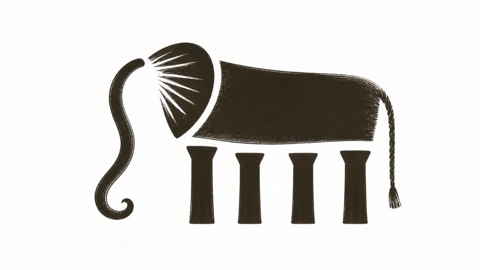 Elefante compuesto por cinco trazos de tinta